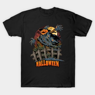 Halloween pumpkin-headed scarecrow T-Shirt